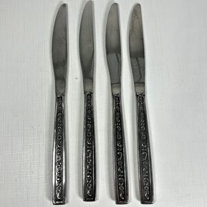 Oneida Fernwood Vintage Dinner Knives West Bend Stainless Steel Set 4